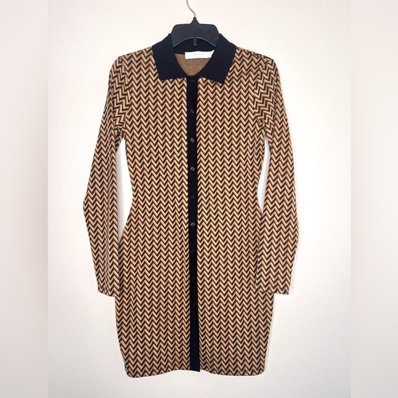 ASTR Kambrie Collared Chevron Mini Dress 1960s mod girl GoGo dress S #7 - Picture 2 of 7